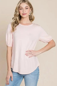 BOMBOM Round Neck Puff Sleeve T-Shirt - Update AvenueT-ShirtsTrendsi100100730231660100100730231660a9c2b3bdbaf64da7a81b2b9b3323a888 - Max - OriginLIGHT PINK