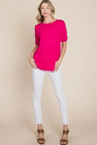 BOMBOM Round Neck Puff Sleeve T-Shirt - Update AvenueT-ShirtsTrendsi10010085904135810010085904135838033ae224de4cb6ab6817854fc699ce - Max - OriginFUCHSIA