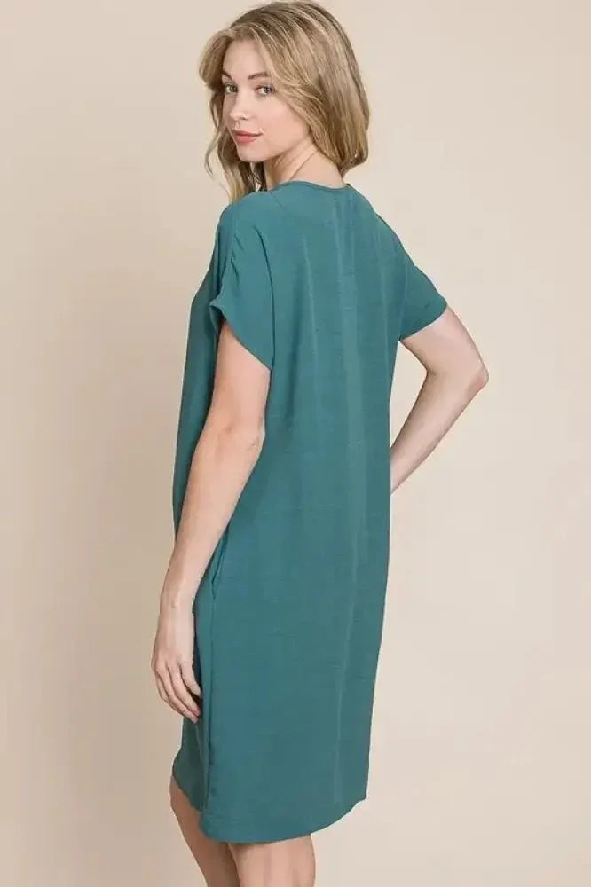 BOMBOM V - Neck Short Sleeve Dress with Pockets - Update AvenueEffortless Elegance: DressesTrendsi1001003277017401001003277017400042d415 - fa3c - 4391 - 9c47 - b73ae7998fa0 - Max - OriginTeal
