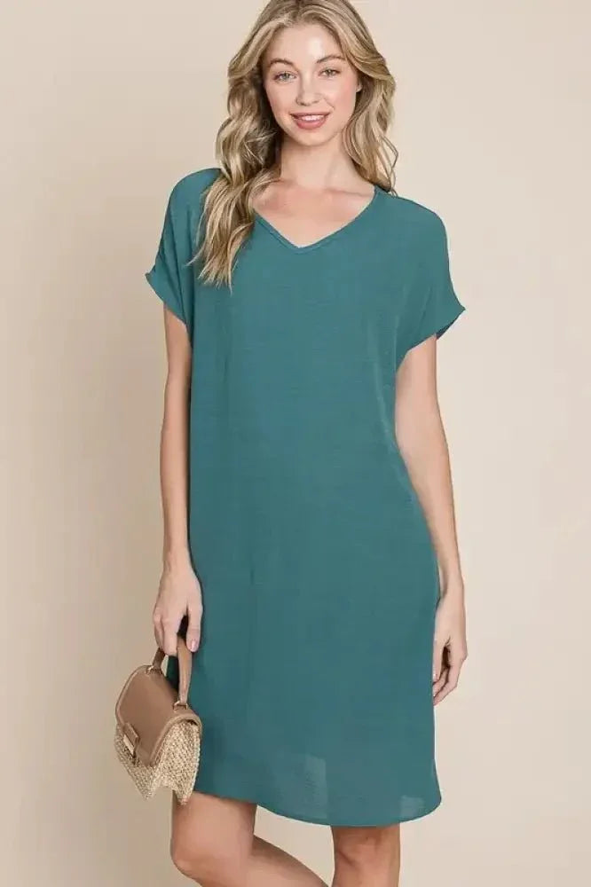 BOMBOM V - Neck Short Sleeve Dress with Pockets - Update AvenueEffortless Elegance: DressesTrendsi1001003277017401001003277017400726cb5d - fc74 - 4745 - 96e5 - 00643d6c9a69 - Max - OriginTeal