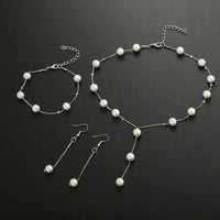 Boutique Korean version fashion sweet OL elegant pearl simple temperament necklace earrings bracelet set - Update AvenueUpdate Avenues212097056340001Boutique Korean version fashion sweet OL elegant pearl simple temperament necklace earrings bracelet set - Update AvenuesGold