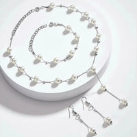 Boutique Korean version fashion sweet OL elegant pearl simple temperament necklace earrings bracelet set - Update AvenueUpdate Avenues212097056340001Boutique Korean version fashion sweet OL elegant pearl simple temperament necklace earrings bracelet set - Update AvenuesGold