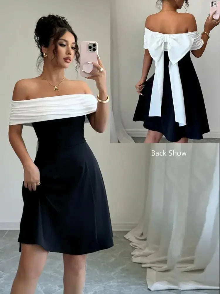 Bow Back Off Shoulder Dress - Update AvenueFormal + Evening DressesTrendsi100100386071385100100386071385Bow Back Off Shoulder DressBlack