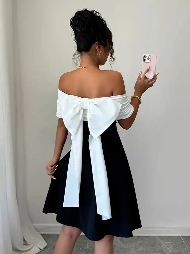 Bow Back Off Shoulder Dress - Update AvenueFormal + Evening DressesTrendsi100100386071385100100386071385Bow Back Off Shoulder DressBlack