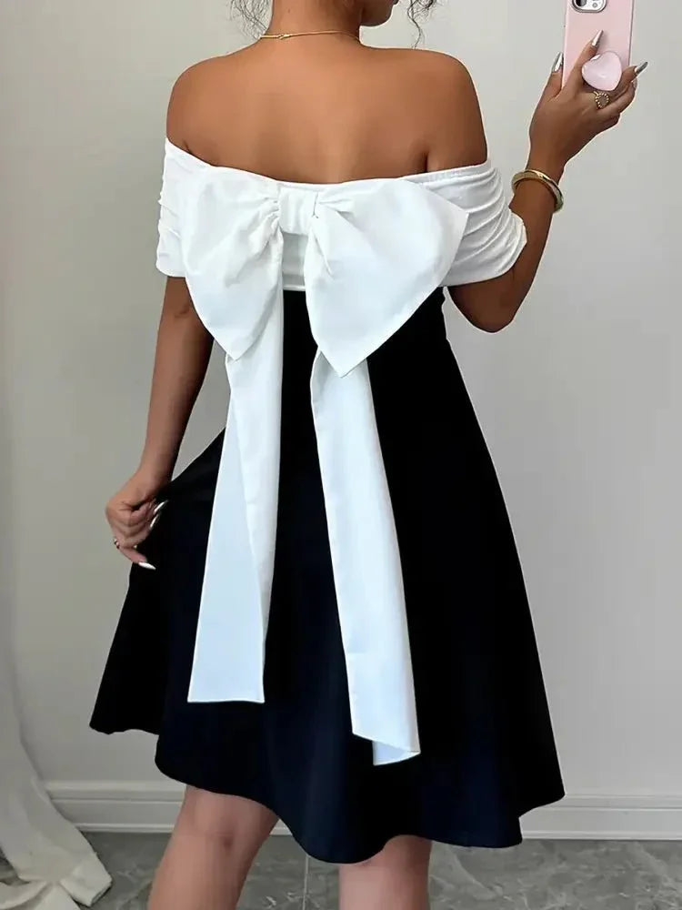 Bow Back Off Shoulder Dress - Update AvenueFormal + Evening DressesTrendsi100100386071385100100386071385Bow Back Off Shoulder DressBlack