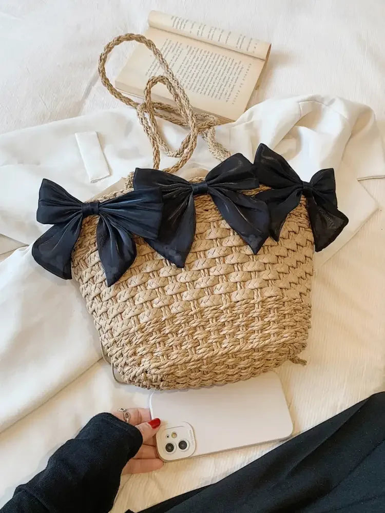 Bow Braided Shoulder Bag