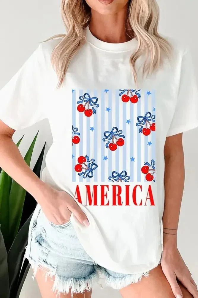Bow Cherry AMERICA Graphic Crewneck Patriotic T Shirt - Update AvenueT-ShirtsTrendsi100100463385452100100463385452b7630dae - c3cf - 46d8 - 98c4 - 223588e9d66c - Max - OriginWhite