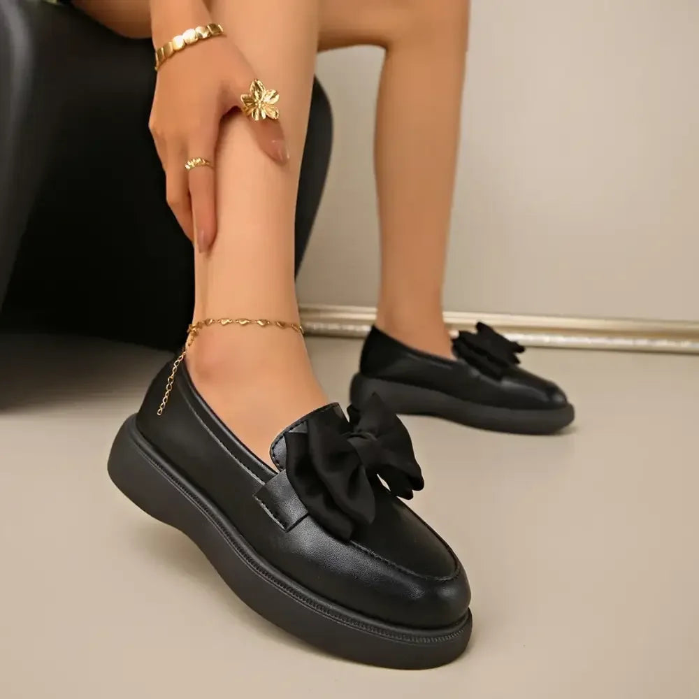 Bow Detail Platform Loafers
