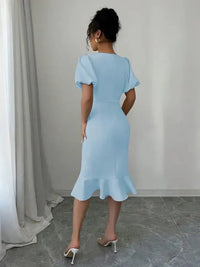 Bow Detail Puff Sleeve Midi Dress - Update AvenueCasual DressesTrendsi100100538311809100100538311809Bow Detail Puff Sleeve Midi DressLight Blue