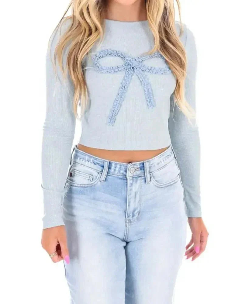 Bow Long Sleeve Fitted T-Shirt - Update AvenueT-ShirtsTrendsi1001004664733571001004664733576fca3e20 - ecbe - 4399 - 8483 - 0c34cadd1ffd - Max - OriginSky Blue