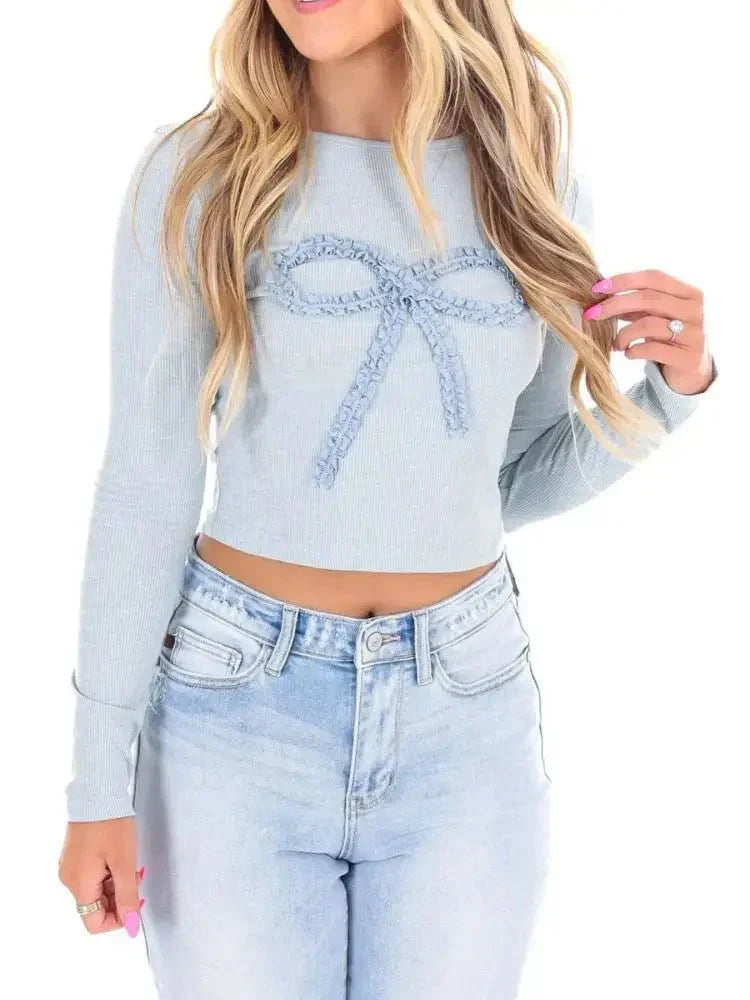 Bow Long Sleeve Fitted T-Shirt - Update AvenueT-ShirtsTrendsi100100466473357100100466473357ead96d83 - 889b - 4a69 - 8b4f - fdfdf41ab188 - Max - OriginSky Blue