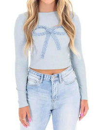Bow Long Sleeve Fitted T-Shirt - Update AvenueT-ShirtsTrendsi1001004664733571001004664733574ae2b745 - 4632 - 4e95 - 9f31 - e4a71f9b6e44 - Max - OriginSky Blue
