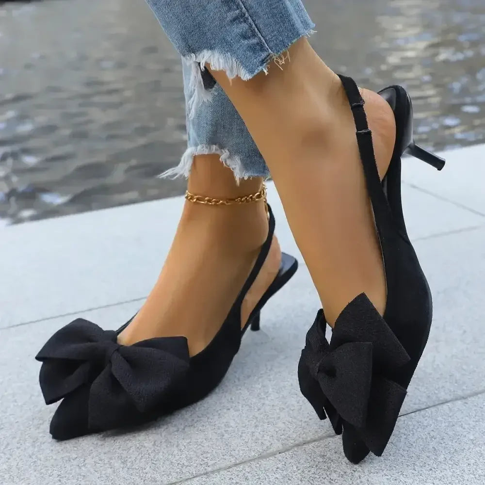 Bow Point Toe Kitten Heels Pumps