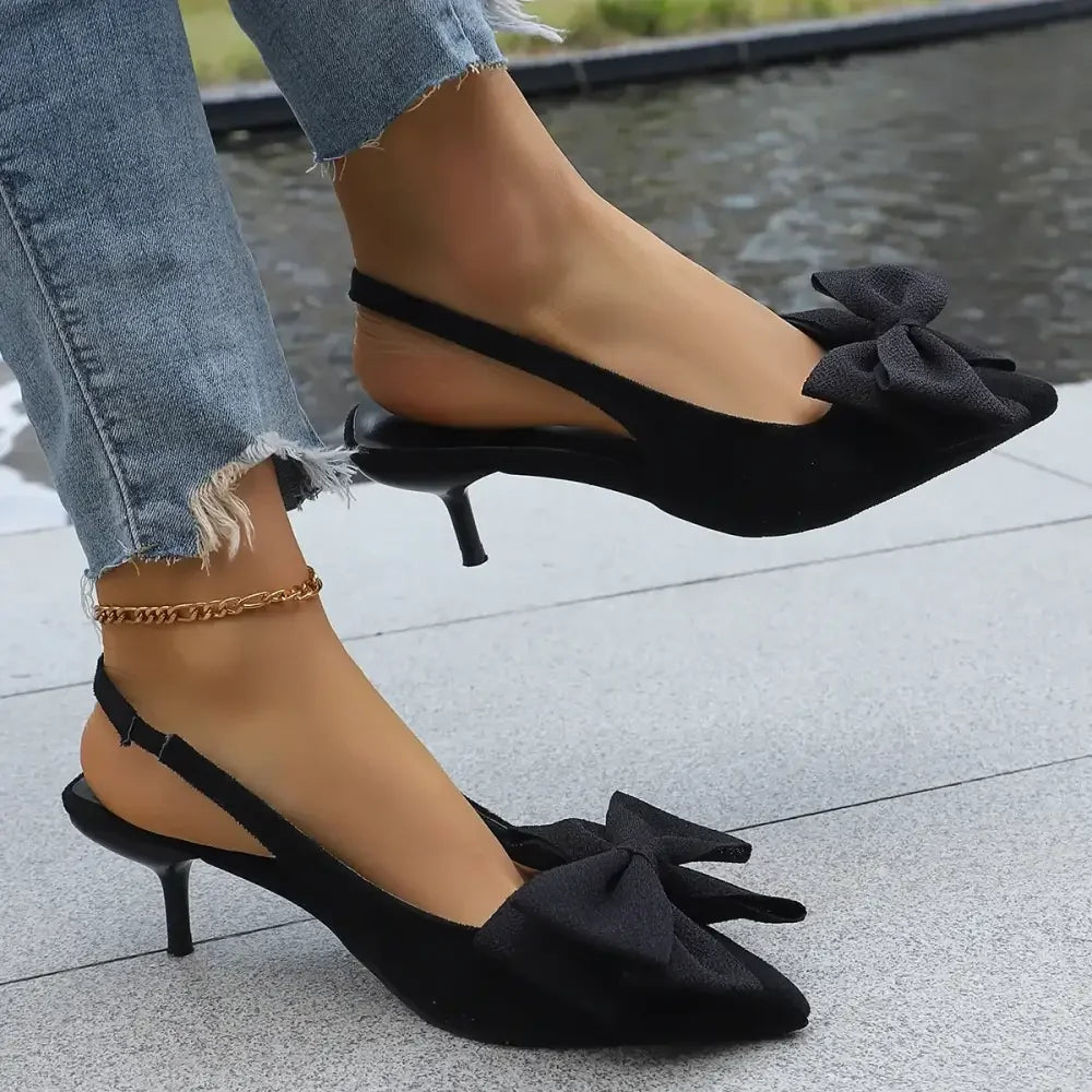 Bow Point Toe Kitten Heels Pumps