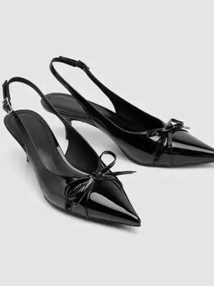 Bow Point Toe Slingback Pumps