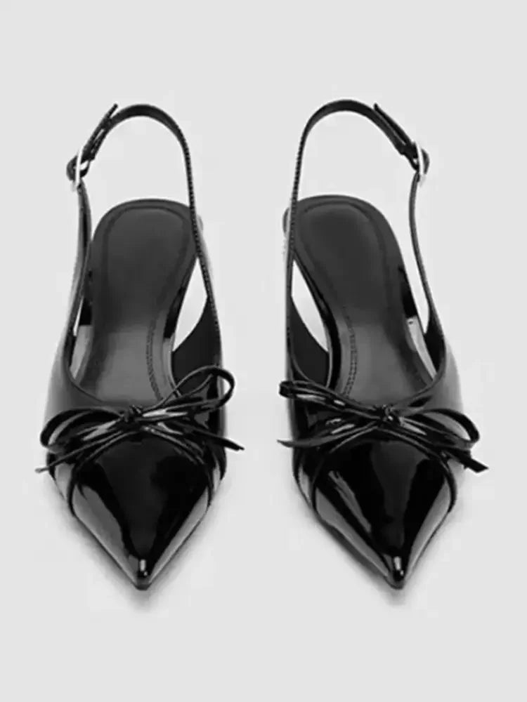 Bow Point Toe Slingback Pumps