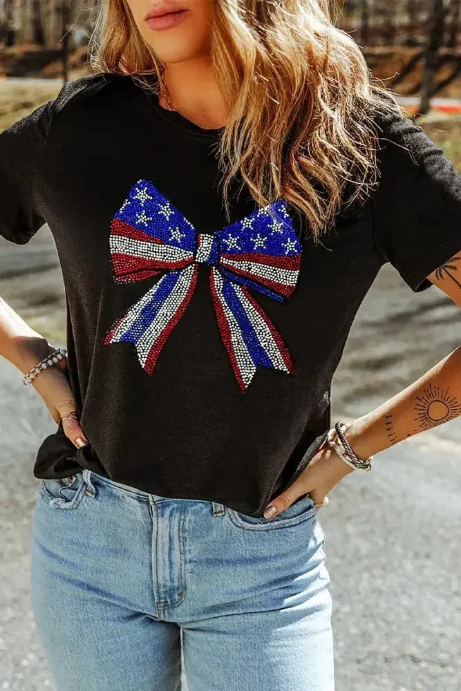 Bow Rhinestone Round Neck T-Shirt - Update AvenueT-ShirtsTrendsi100100184261553100100184261553b7c0b34b - 20fb - 4e58 - 9ef3 - 861bd44897ab - Max - OriginBlack