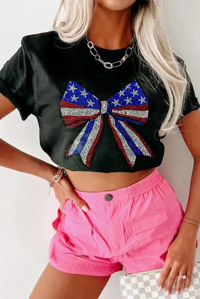 Bow Rhinestone Round Neck T-Shirt - Update AvenueT-ShirtsTrendsi100100184261553100100184261553f77fe759 - 2eb2 - 4e1d - a4c3 - ce327f488e25 - Max - OriginBlack