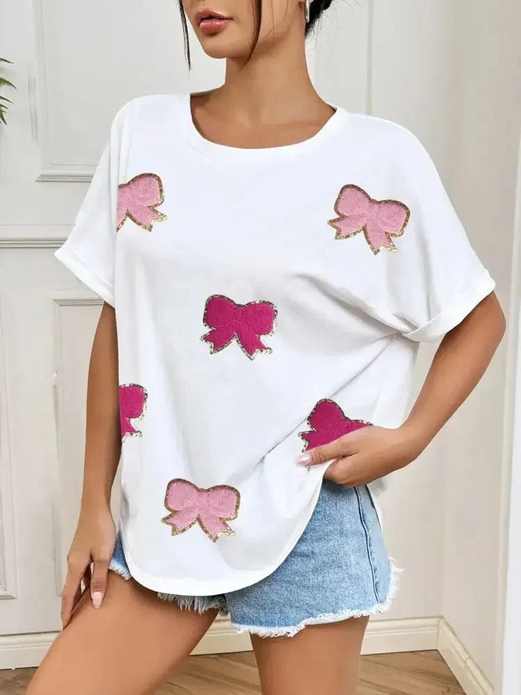 Bow Round Neck Casual T-Shirt - Update AvenueT-ShirtsTrendsi100100827337016100100827337016f90d35c3ba644cac99a3bdf7144162d9 - Max - OriginWhite