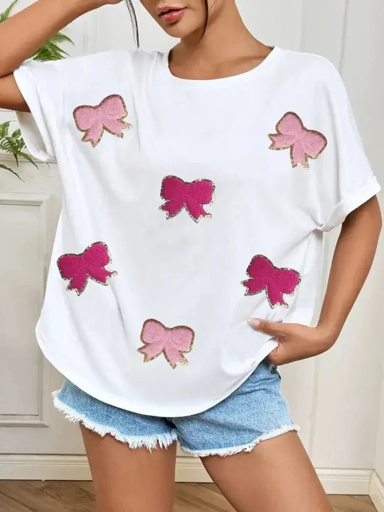 Bow Round Neck Casual T-Shirt - Update AvenueT-ShirtsTrendsi10010082733701610010082733701605509a0e3d8146a7ab1b297a1b489f95 - Max - OriginWhite