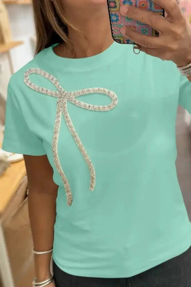 Bow Round Neck Short Sleeve T-Shirt - Update AvenueT-ShirtsTrendsi1001006473315141001006473315142f9ddf38 - 947e - 40e9 - bfa2 - 8f678e6ce019 - Max - OriginTeal