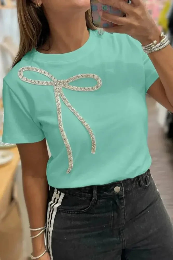 Bow Round Neck Short Sleeve T-Shirt - Update AvenueT-ShirtsTrendsi10010064733151410010064733151450787c04 - c157 - 479a - 84c4 - 2e6eee719e00 - Max - OriginTeal