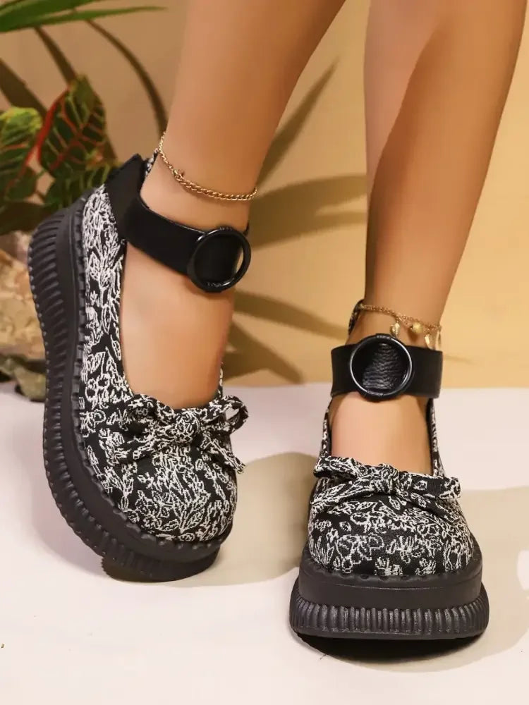Bow Round Toe Platform Loafers