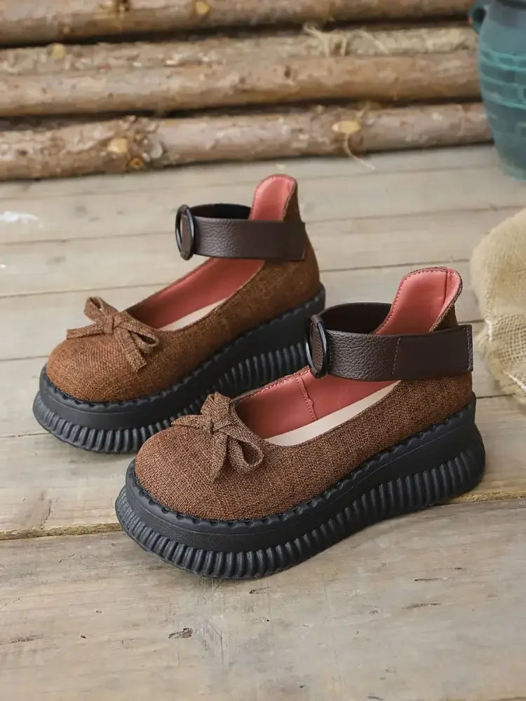 Bow Round Toe Platform Loafers