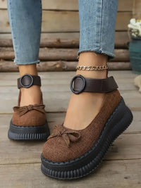 Bow Round Toe Platform Loafers