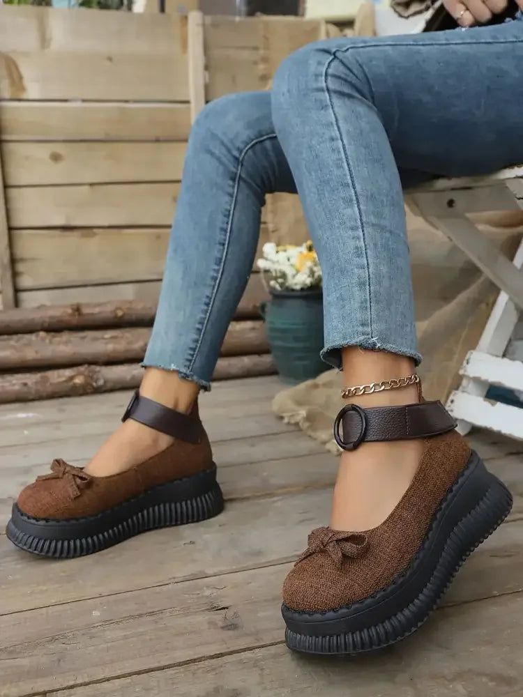 Bow Round Toe Platform Loafers