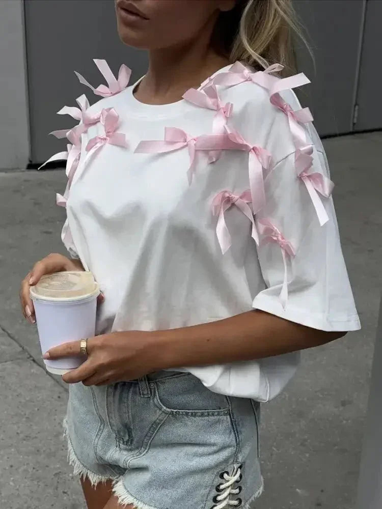 Bow Short Sleeve T-Shirt - Update AvenueT-ShirtsTrendsi100100615964691100100615964691d03acf7a - ed19 - 40e5 - 90d0 - 14dc3c905dc4 - Max - OriginWhite