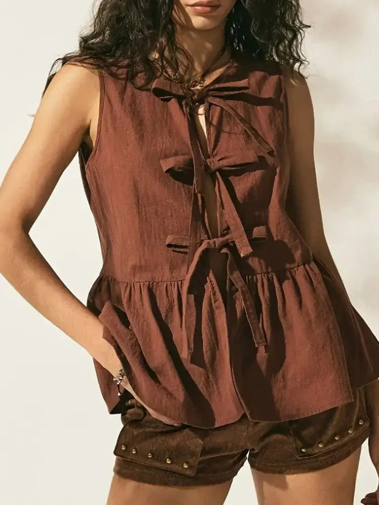 Bow - Tie Peplum Tank Top - Update AvenueTrendsi10010038485581010010038485581001304fb2 - ad76 - 4c8a - bd10 - b80c3c043b68 - Max - OriginBrown