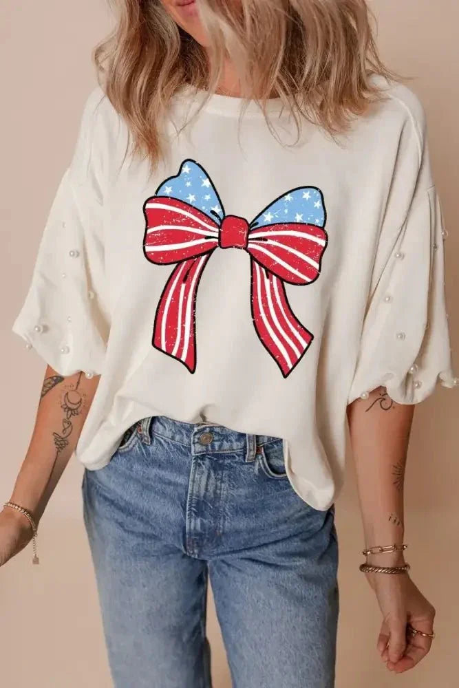 Bowknot Graphic Pearl Puff Half Sleeve T Shirt - Update AvenueT-ShirtsTrendsi100100183628111100100183628111b4fc12cb - 61b8 - 4aa0 - aa8a - ced029646aaf - Max - OriginWhite