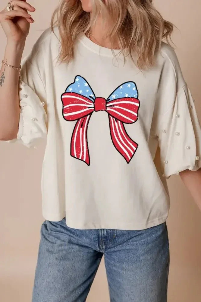 Bowknot Graphic Pearl Puff Half Sleeve T Shirt - Update AvenueT-ShirtsTrendsi100100183628111100100183628111a9abd363 - 348d - 4296 - b555 - bb78bb89968b - Max - OriginWhite