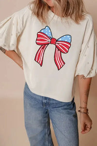 Bowknot Graphic Pearl Puff Half Sleeve T Shirt - Update AvenueT-ShirtsTrendsi10010018362811110010018362811119e7b823 - 2b04 - 4ce3 - 99f2 - d6b5890fa046 - Max - OriginWhite