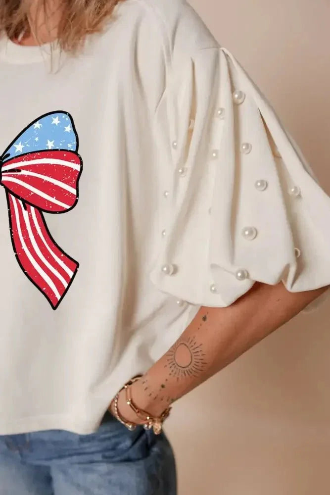 Bowknot Graphic Pearl Puff Half Sleeve T Shirt - Update AvenueT-ShirtsTrendsi100100183628111100100183628111ed66ace3 - a286 - 4e0b - adb6 - 44303997c33f - Max - OriginWhite