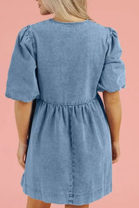Bowknot Round Neck Half Sleeve Denim Dress - Update AvenueDenim Dresses & SkirtsTrendsi100100612461909100100612461909b640a2c5 - 54d9 - 4469 - 992e - 8dff6bb3cdca - MaxMedium