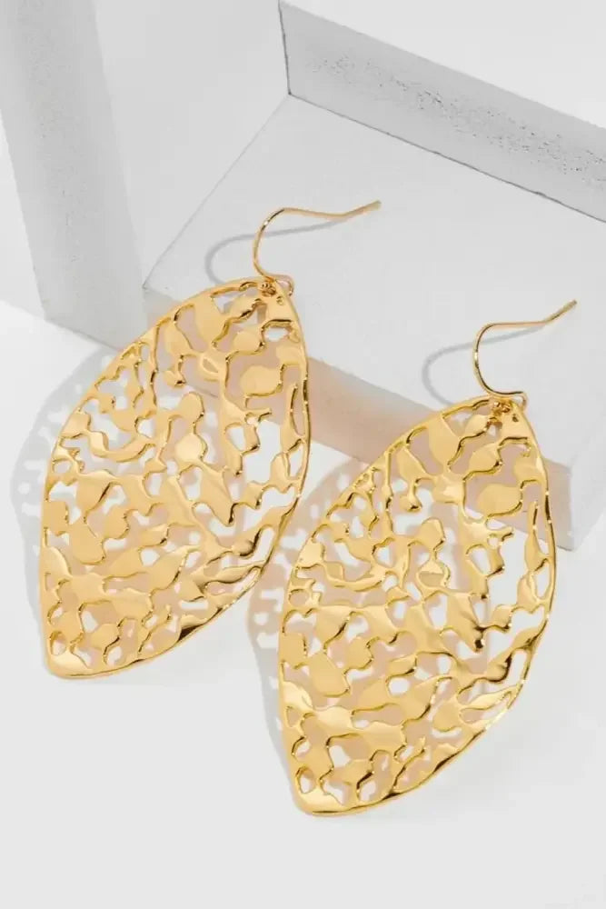 Brass Cutout Leaf Shape Earrings