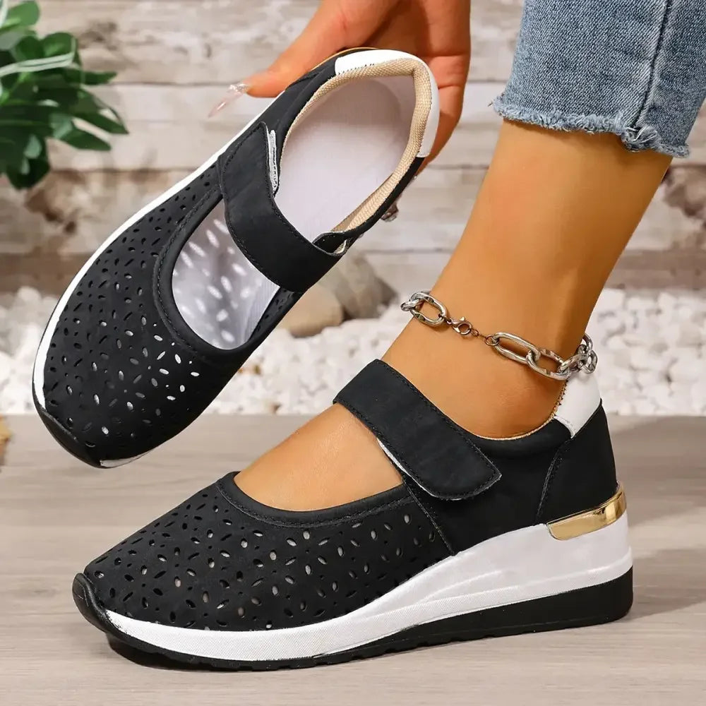 Breathable Cutout Wedge Loafers