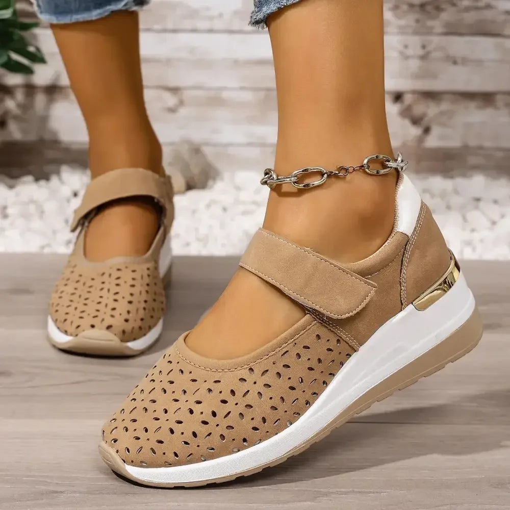 Breathable Cutout Wedge Loafers