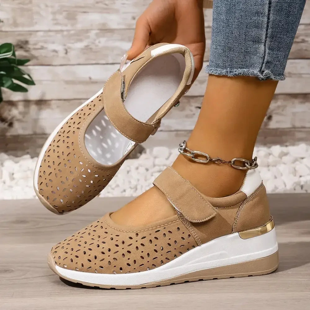 Breathable Cutout Wedge Loafers
