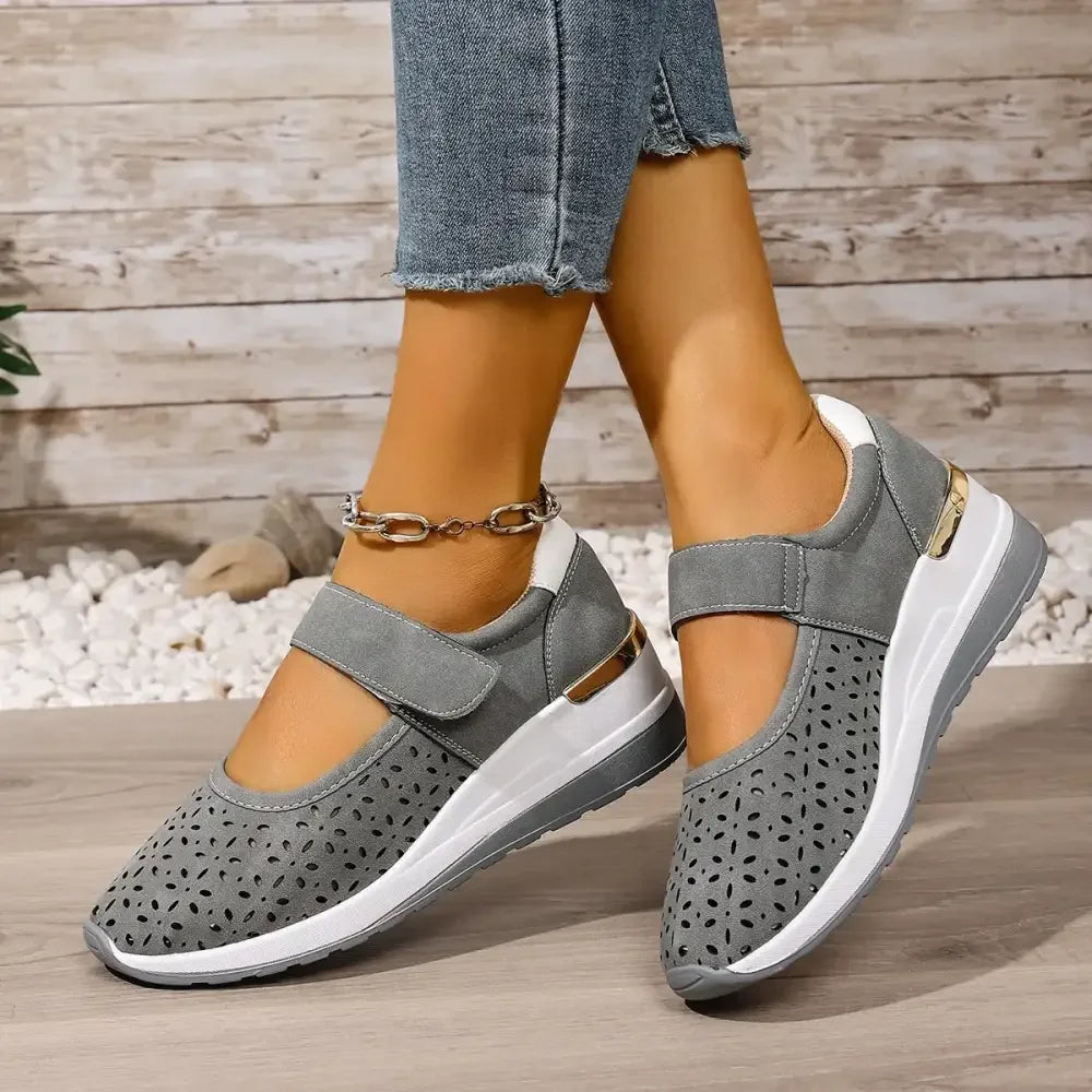 Breathable Cutout Wedge Loafers