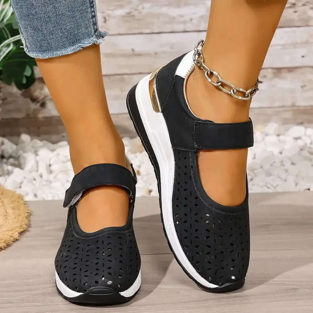 Breathable Cutout Wedge Loafers
