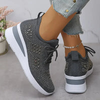 Breathable Mesh Rhinestone Wedge Athletic Sneakers - Update AvenueTrendsi100600479372394100600479372394Breathable Mesh Rhinestone Wedge Athletic SneakersBlack