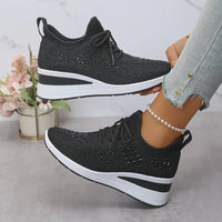 Breathable Mesh Rhinestone Wedge Athletic Sneakers - Update AvenueTrendsi100600479372394100600479372394Breathable Mesh Rhinestone Wedge Athletic SneakersBlack