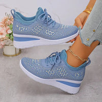 Breathable Mesh Rhinestone Wedge Athletic Sneakers - Update AvenueTrendsi100600479375198100600479375198Breathable Mesh Rhinestone Wedge Athletic SneakersSky Blue