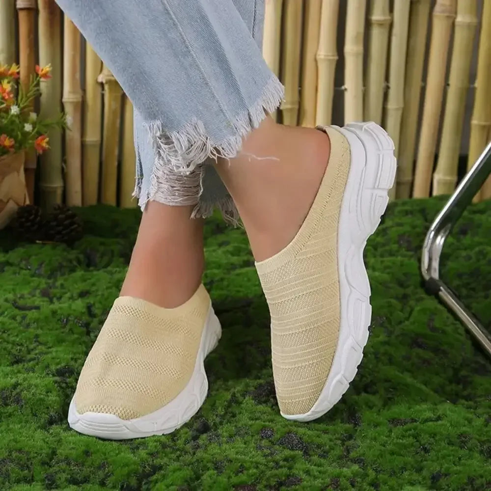 Breathable Mesh Round Toe Slip-Ons