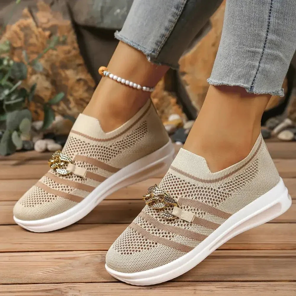 Breathable Mesh Round Toe Slip - Ons - Update AvenueTrendsi100600086506338100600086506338Breathable Mesh Round Toe Slip - OnsBeige