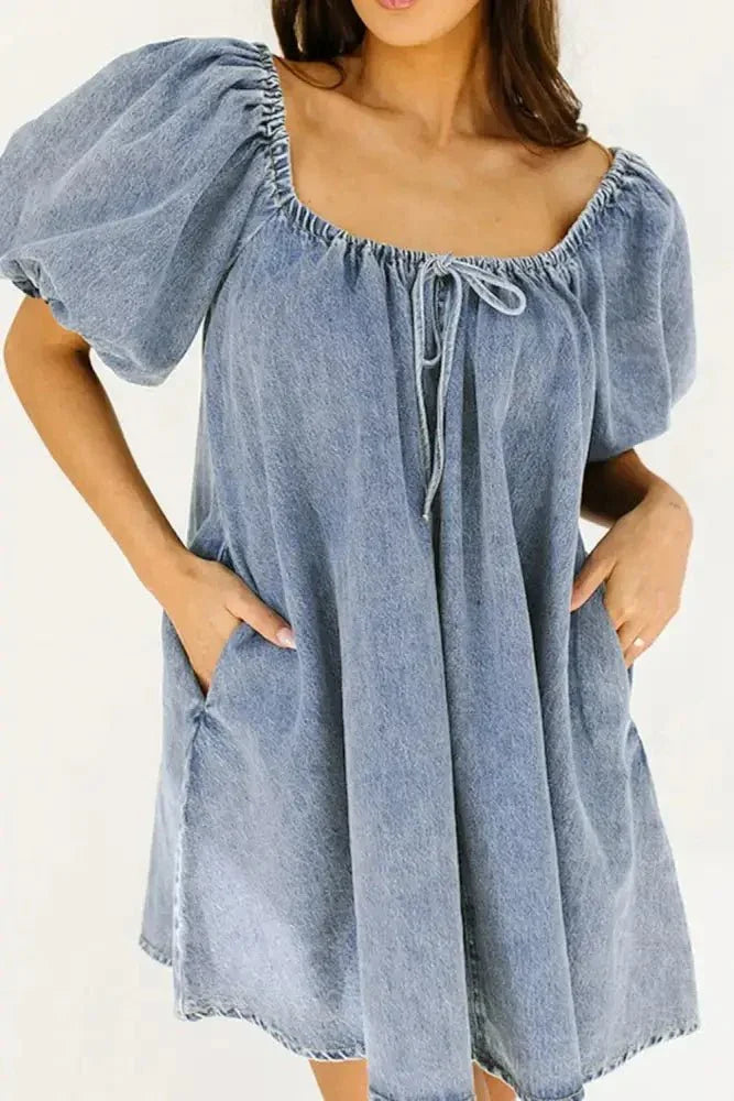 Bubble Sleeve Square Neck Denim Babydoll Dress - Update AvenueDenim Dresses & SkirtsTrendsi1001005349271341001005349271349d3a73b2 - 021e - 4d28 - b18e - fc39e20e299a - MaxMedium