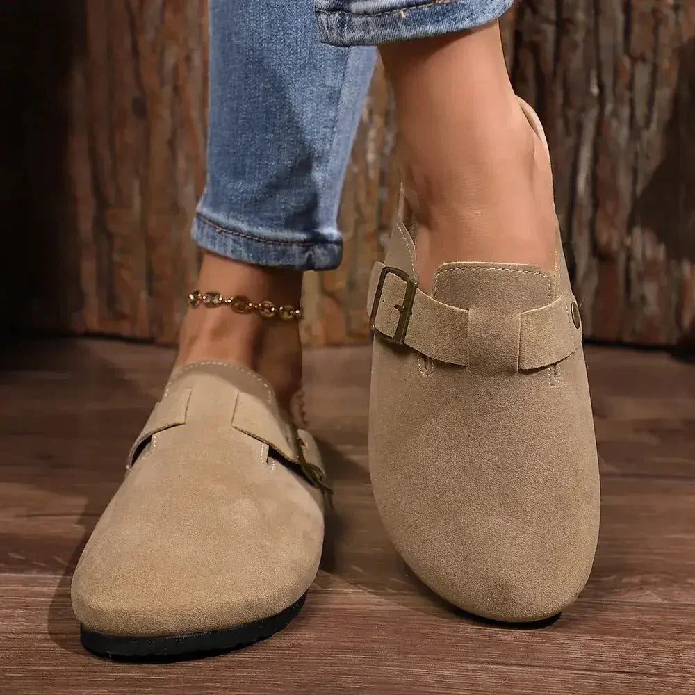 Buckle Round Toe Flats Slip - Ons - Update AvenueTrendsi100600078711502100600078711502Buckle Round Toe Flats Slip - OnsMocha